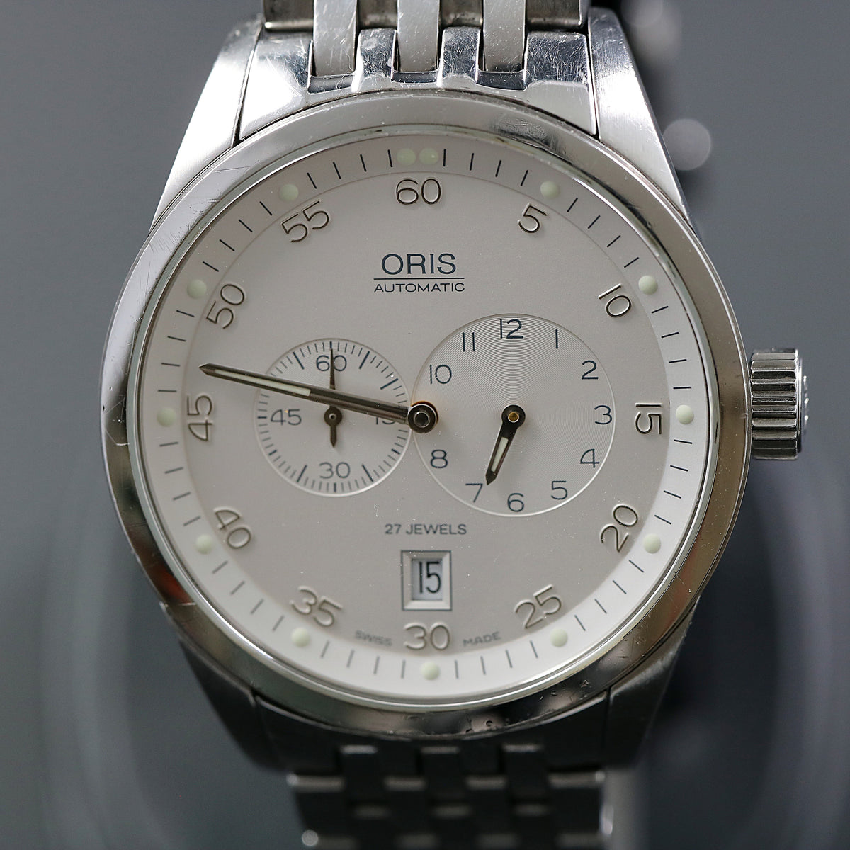 Oris XXL 7530 regulator Automatic with cal 649 in SS Laurent