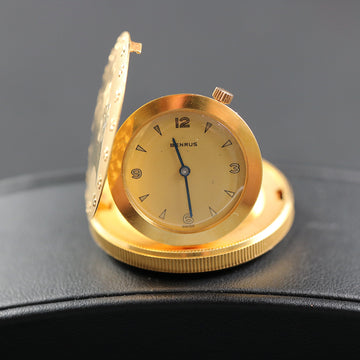Benrus gold coin case travel clock – 18k YG - Serviced