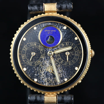 Gerald Genta Gefica in 18K YG – Safary dial with calendar and moon phase meteorite – Caliber 606