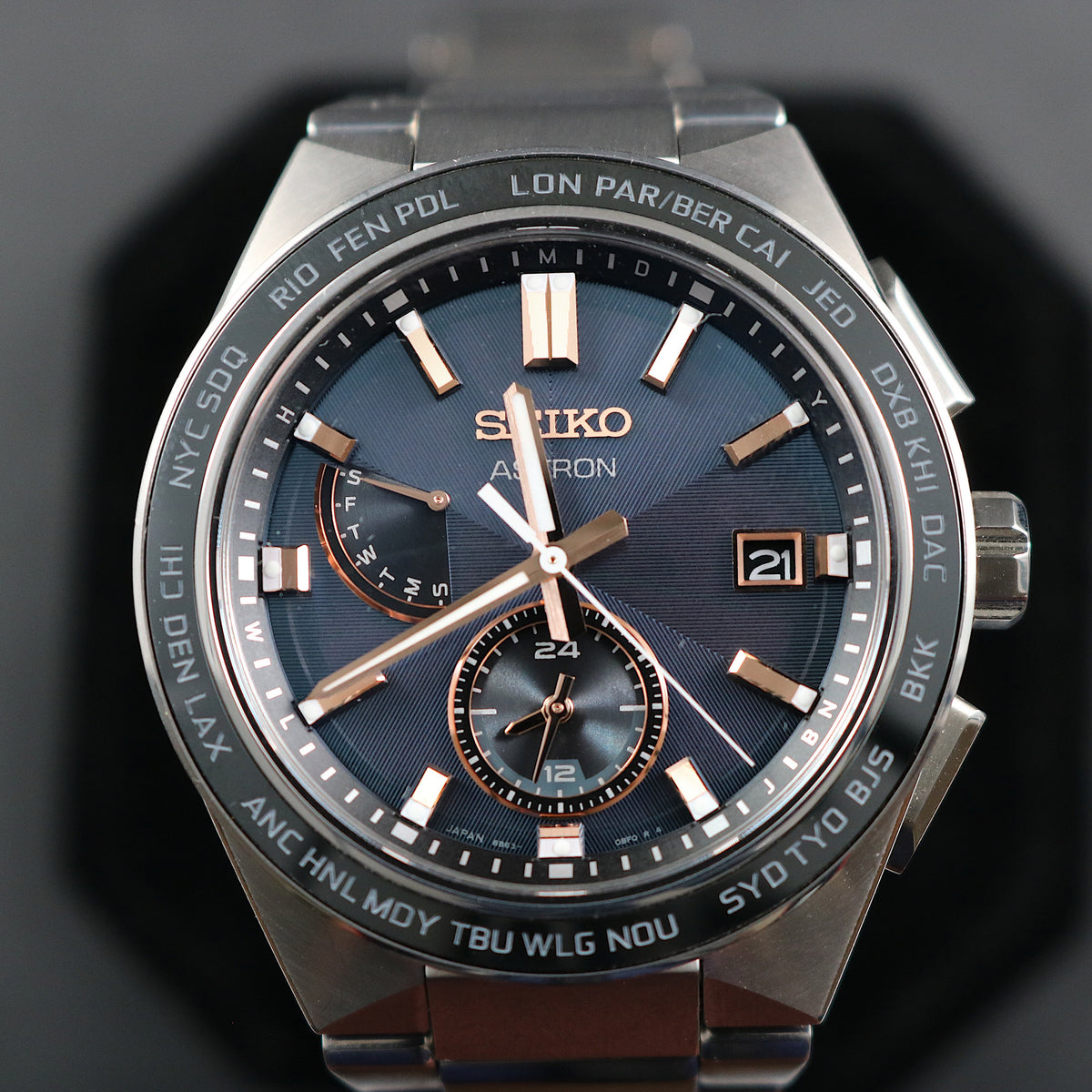 Obdo Seiko Astron Radio Wave Control World Time Solar – Titanium – 8B63 OBD ...