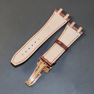 Audemars Piguet 18K gold deployment buckle clasp with brown alligator strap