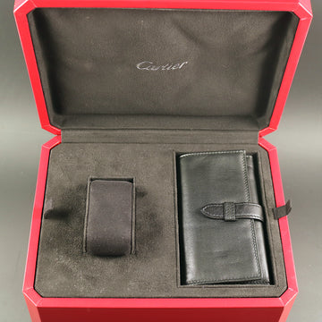 Cartier Jumbo Red Roadster watch box with leather pouch and accessories