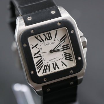 Cartier Santos 100 with ref W20121U2 – Stainless Steel and Rubber – Full set