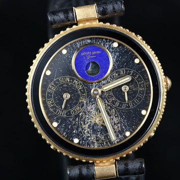 Gerald Genta Gefica in 18K YG – Safary dial with calendar and moon phase meteorite – Caliber 606