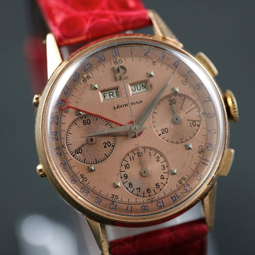 Leonidas chronograph calendar with Valjoux 72C in 18K YG – 1950’s