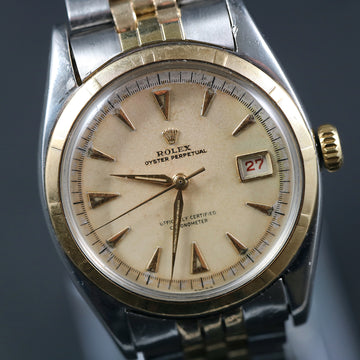 Rolex Oyster Perpetual Ref 6105 in SS and gold with bubble back and caliber A260 from 1963