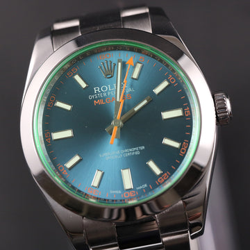 Rolex Oyster Perpetual Milgauss with blue/green dial – SS – Cal 3131 – 2023