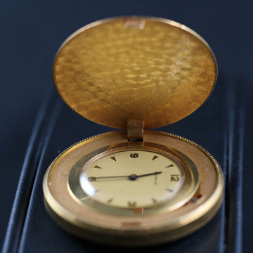 Benrus gold coin case travel clock – 18k YG - Serviced