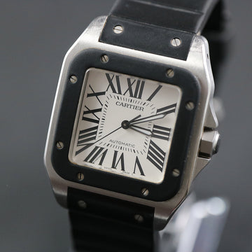 Cartier Santos 100 with ref W20121U2 – Stainless Steel and Rubber – Full set