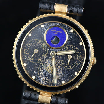 Gerald Genta Gefica in 18K YG – Safary dial with calendar and moon phase meteorite – Caliber 606