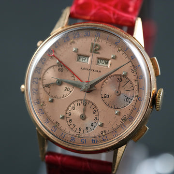 Leonidas chronograph calendar with Valjoux 72C in 18K YG – 1950’s