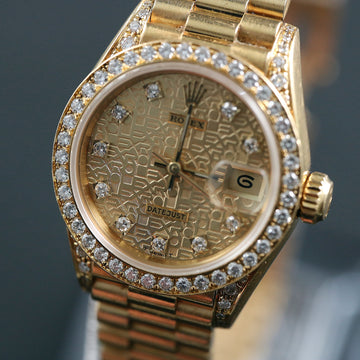 Rolex Datejust – Ref 69158 in 18K YG with diamond dial - bezel - lugs - 1989 - Serviced
