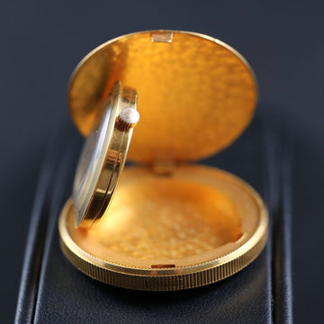 Benrus gold coin case travel clock – 18k YG - Serviced