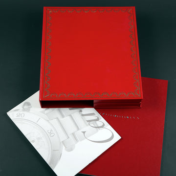 Cartier Jumbo Red Roadster watch box with leather pouch and accessories