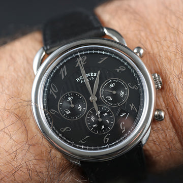 Hermes Arceau Chronograph AR4.910a - SS – black dial - New