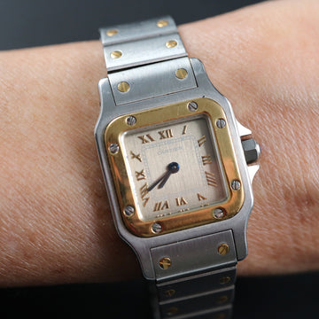 Cartier Santos Galbee with ref 1567 two tone – quartz – Bronze gray dial – 1994 – Full Set