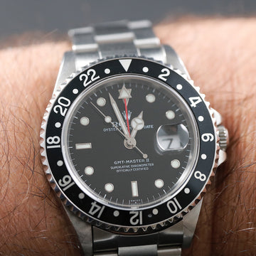 Rolex 16710 GMT Master II stainless steel from 1998 – Swiss Dial – Luminova lumes