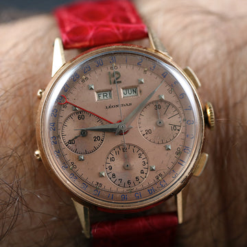 Leonidas chronograph calendar with Valjoux 72C in 18K YG – 1950’s