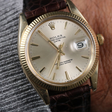 Rolex Oyster Perpetual Date 14K YG - Ref 1503 - Cal 1570 – 1968 - Serviced - Camille Fournet strap