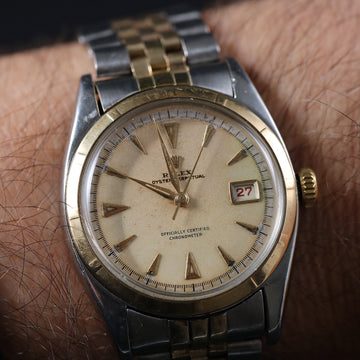 Rolex Oyster Perpetual Ref 6105 in SS and gold with bubble back and caliber A260 from 1963
