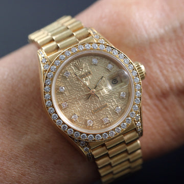 Rolex Datejust – Ref 69158 in 18K YG with diamond dial - bezel - lugs - 1989 - Serviced