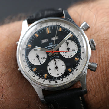 Wakmann triple date chronograph – 71.1309.70 - Reverse Panda dial – Valjoux 730 – SS- 60’s