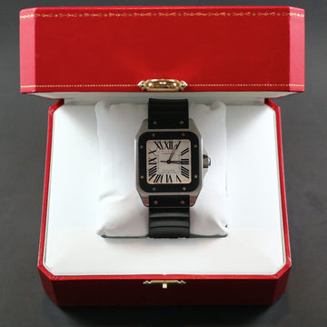 Cartier Santos 100 with ref W20121U2 – Stainless Steel and Rubber – Full set