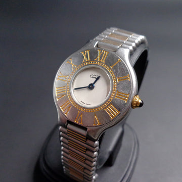 Cartier Must 21 SM, Godron, clasp junction Link, Mint, 15 mm Wide