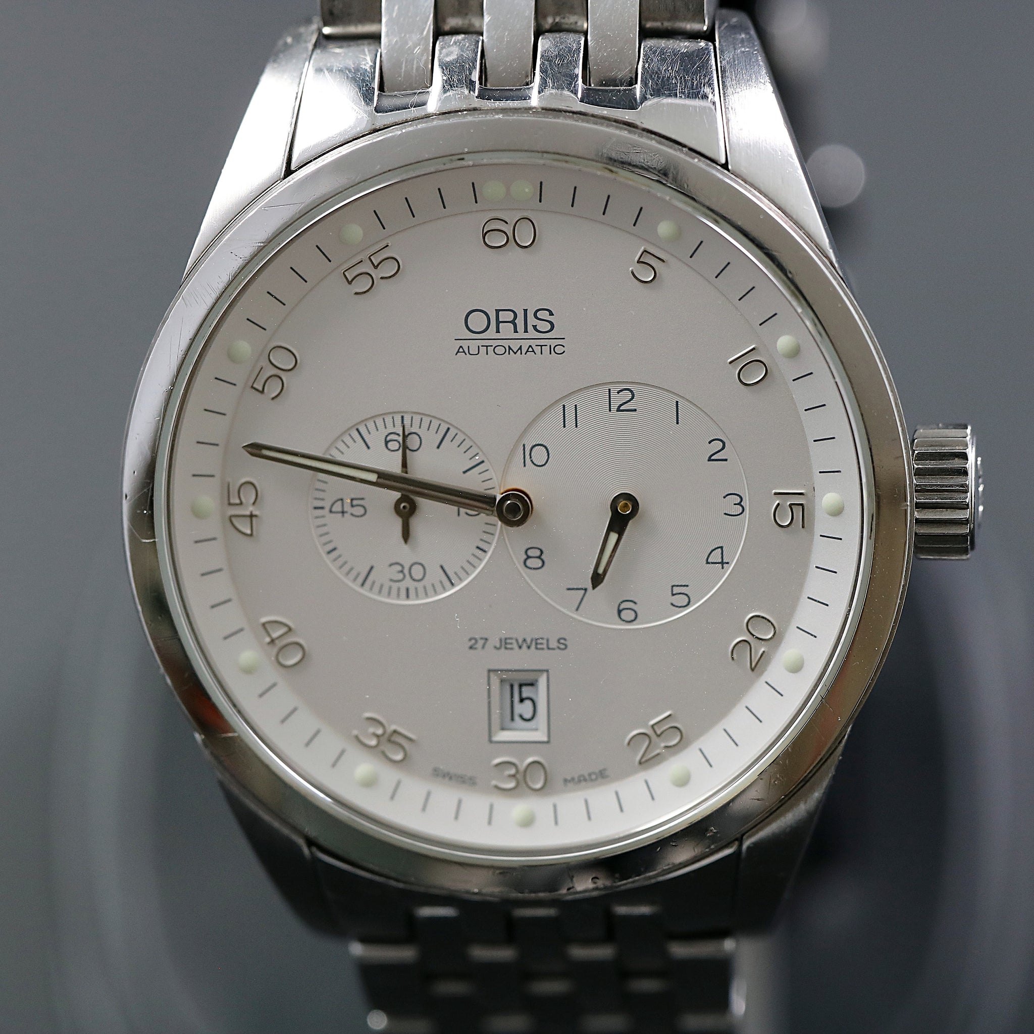 Oris XXL 7530 regulator Automatic with cal 649 in SS – Laurent Fine Watches