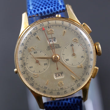 Angelus chronodato with caliber 215 in gold and stainless steel from the late 1950’s