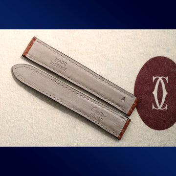 Cartier brand-new light brown alligator “Cartier Paris” strap made in France with letter A