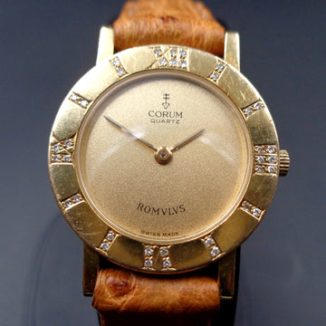 Corum Romulus with diamonds bezel in 18K yellow gold