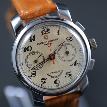 Cuervo y Sobrinos chronograph with manual winding movement in stainless steel