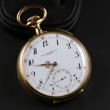 Patek Philippe pocket watch Gondolo in 18K yellow gold with red 24H open face– 51mm - Serviced