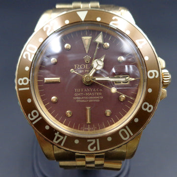 Rolex Oyster Perpetual 1675 GMT Master with brown Tiffany dial in 18K yellow gold