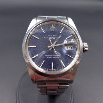 Rolex Oyster Perpetual Date with ref 1500 from IV/1970 with blue patina dial with caliber 1570