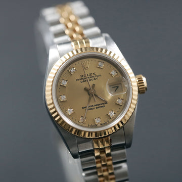 Rolex Oyster Perpetual Datejust - Ref 69173 in stainless steel and gold with champagne diamond dial