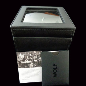 Wolf designs leather black Module 1.8 single watch winder with the style #461103LB