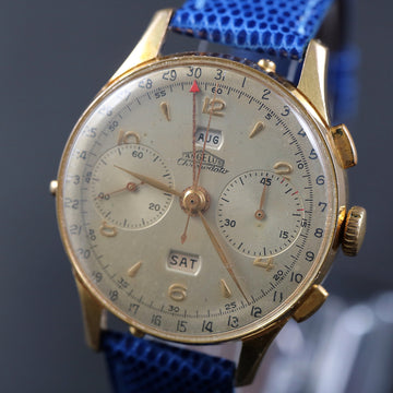 Angelus chronodato with caliber 215 in gold and stainless steel from the late 1950’s