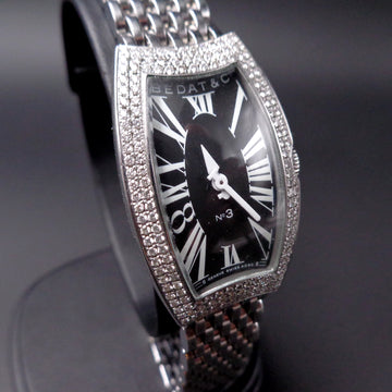 Bedat & Co 3 with ref 384 in SS and diamond bezel - Full set