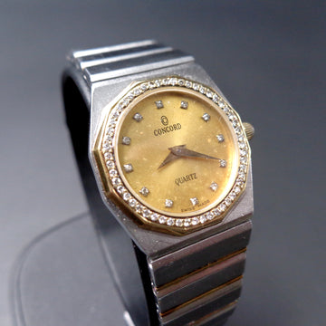 Concord Mariner SG watch with diamond bezel in SS and gold with quartz mov