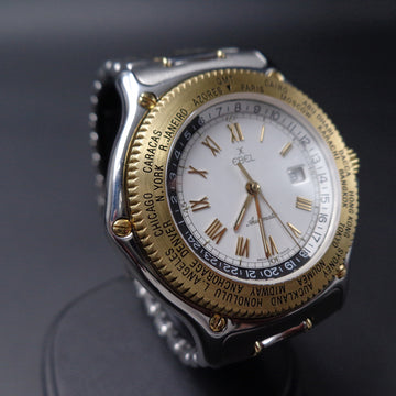 Ebel Voyager with world time function in stainless steel and 18K Gold with caliber 124