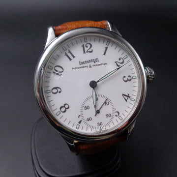 Eberhard Traversetolo with white dial in stainless steel