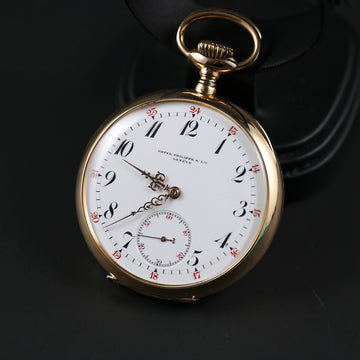 Patek Philippe pocket watch Gondolo in 18K yellow gold with red 24H open face– 51mm - Serviced