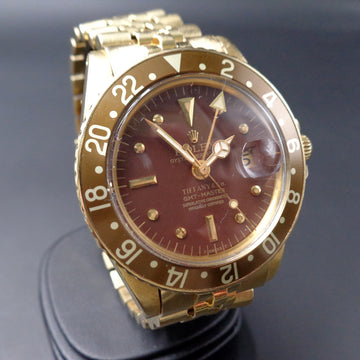 Rolex Oyster Perpetual 1675 GMT Master with brown Tiffany dial in 18K yellow gold