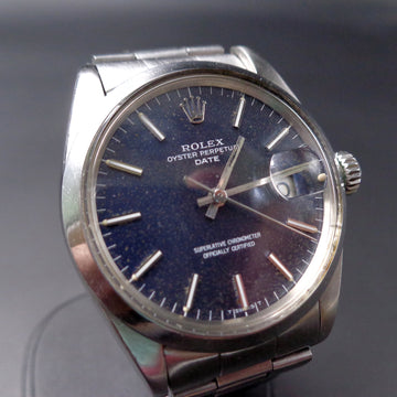 Rolex Oyster Perpetual Date with ref 1500 from IV/1970 with blue patina dial with caliber 1570