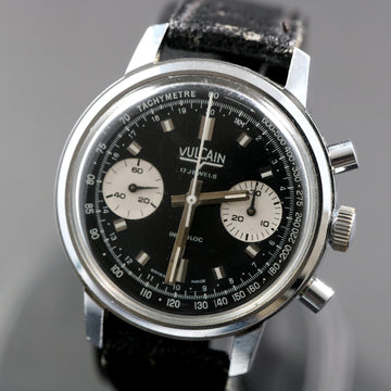 Vulcain 37mm chronograph with Panda black dial and Valjoux 7733 from the 1970’s - Serviced