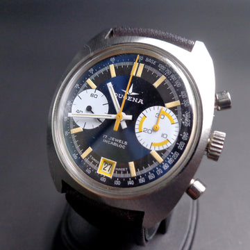 Dugena chronograph NOS with caliber Valjoux 7733 in SS