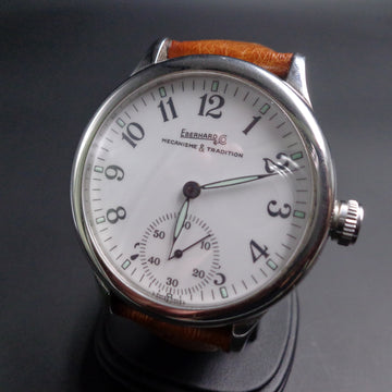 Eberhard Traversetolo with white dial in stainless steel