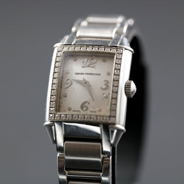 Girard Perregaux tank with ref 25870 - Diamond bezel in SS – Quartz movt